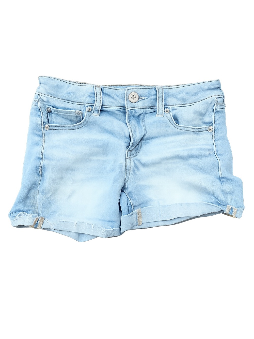 American Eagle Next Level Stretch Midi Shorts Womens Size 4 Light Wash Denim